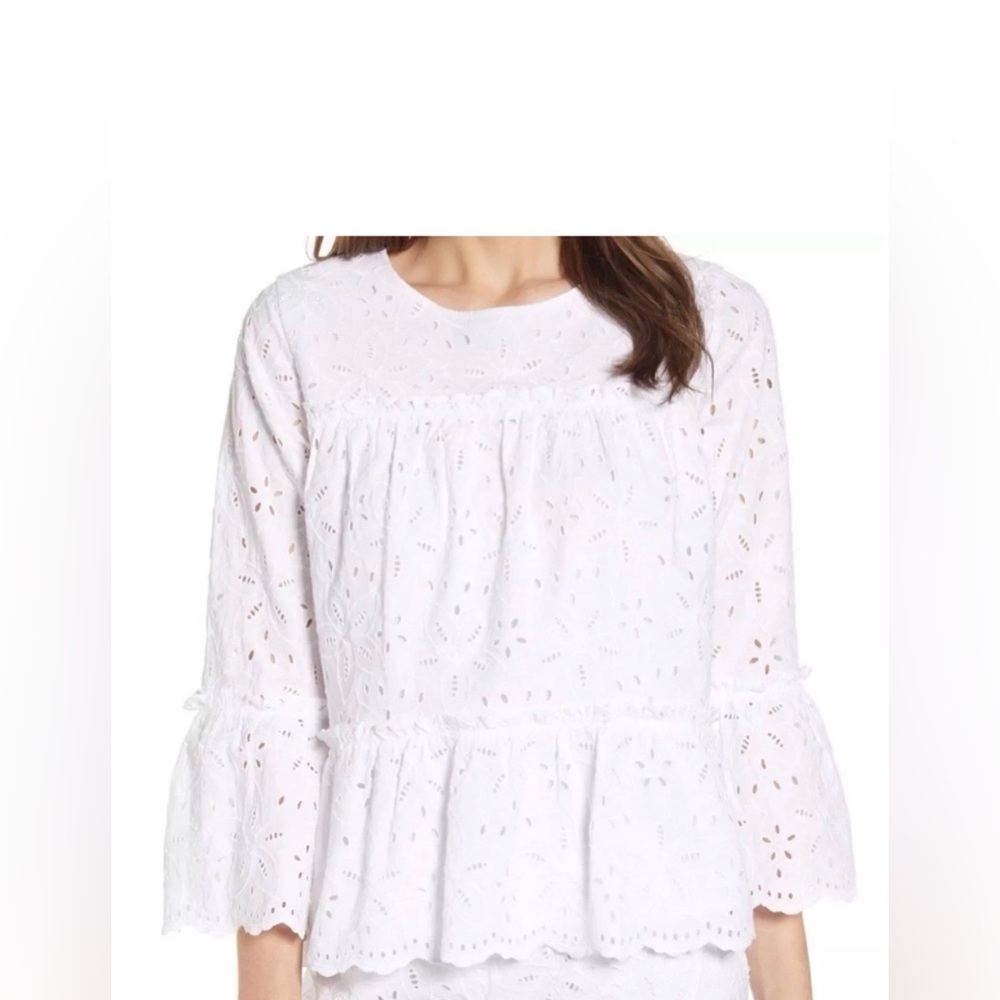 Vineyard Vines‎ Women’s Eyelet Tiered Blouse Whimsical Top White size xs